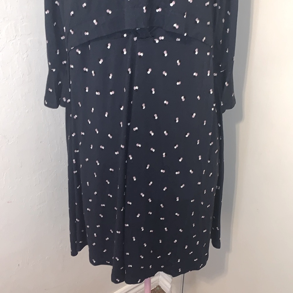 Seraphine Maternity Nursing  Navy blue/Pink Dot Dress- Size US 10 - Picture 4 of 15